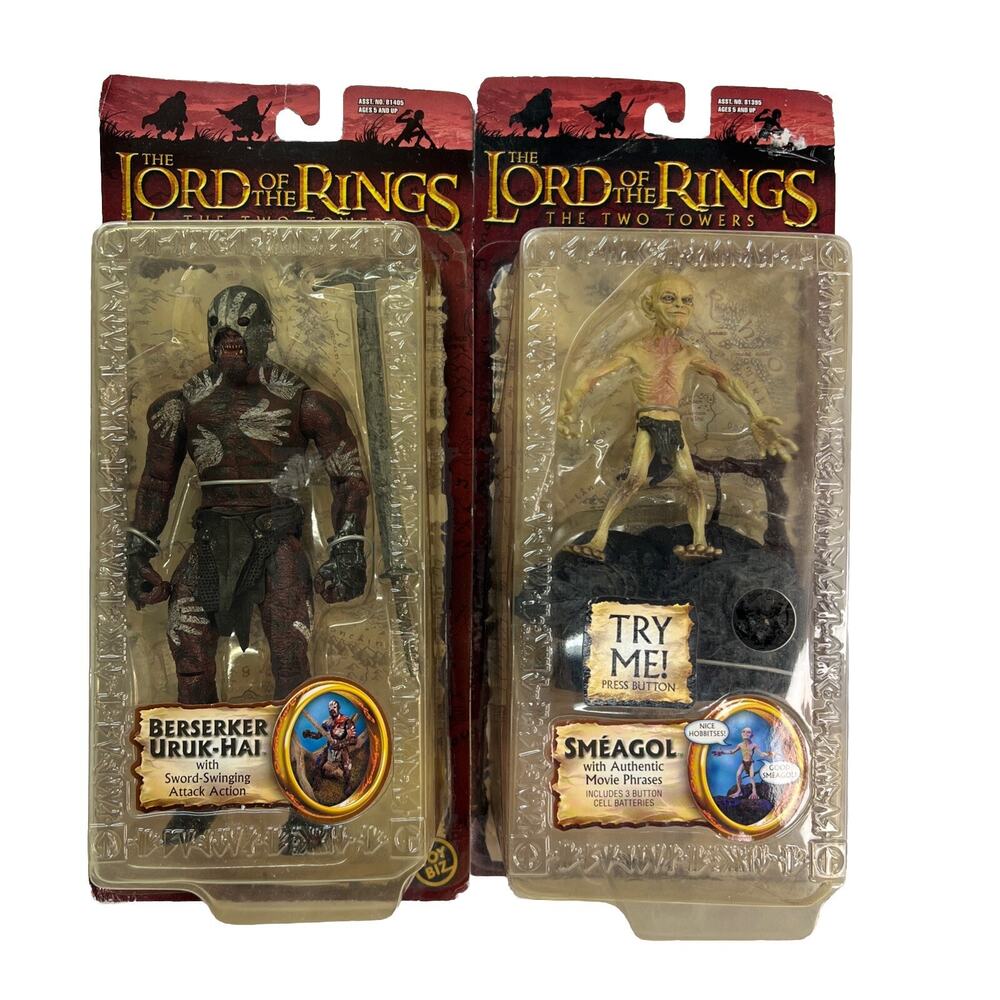 2003 Toybiz Lord Of The Rings Berserker Uruk Hai w/ Sword & Sméagol Lot Of 2!!!!